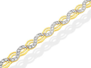 9ct gold and Cubic Zirconia Wave Link Bracelet