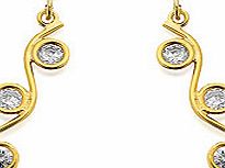9ct Gold And Cubic Zirconia Wiggle Drop Earrings