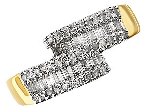 9ct gold and Diamond Crossover Ring 046101-J