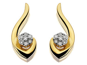 9ct Gold and Diamond Curl Earrings 049403