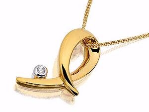 9ct gold and Diamond Curl Pendant and Chain 045792