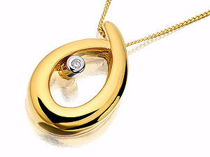 9ct gold and Diamond Curl Pendant and Chain 045793