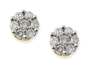 9ct Gold And Diamond Daisy Stud Earrings 10pts