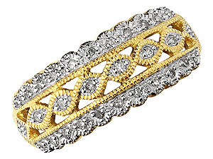 9ct gold and Diamond Filigree Band Ring 046107-K