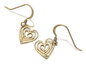 9ct Gold And Diamond Heart Earrings HSBD 2011