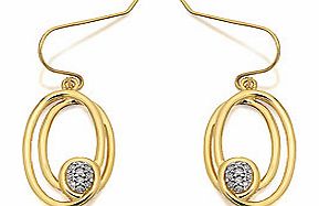 9ct Gold And Diamond Oval Hook Wire Drop