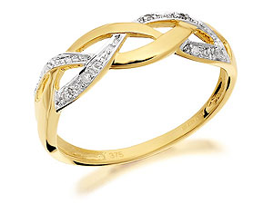 9ct Gold And Diamond Plait Ring - 182105