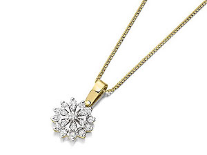 9ct gold and Diamond Snowflake Pendant and Chain