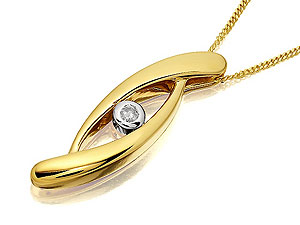 9ct gold and Diamond Swirl Pendant and Chain 045794