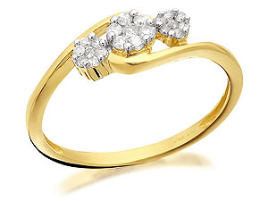 9ct Gold And Diamond Trilogy Cluster Crossover