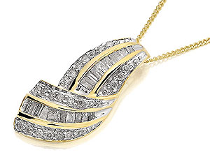 9ct Gold and Diamond Twisted Ribbond Pendant and