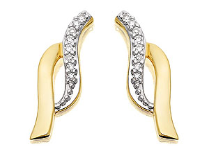 9ct gold and Diamond Wavy Earrings 049662