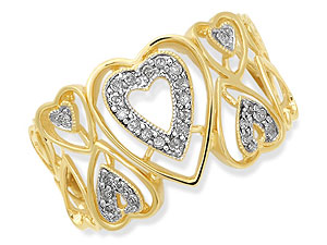 9ct gold and Diamonds Hearts Ring 046053-L