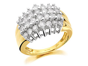 9ct gold and Four Rows of Diamonds Cluster Ring 049229-J