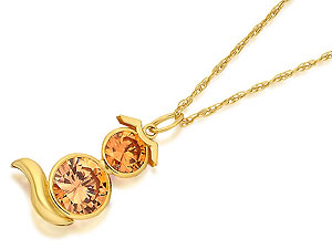 9ct Gold And Golden Cubic Zirconia Cat Pendant