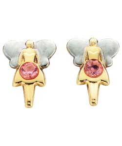 9ct Gold and Pink Cubic Zirconia Fairy Stud