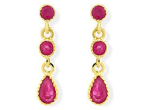 9ct gold and Ruby Drop Earrings 071812