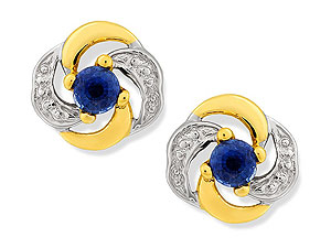 9ct Gold And Sapphire Swirl Earrings 10mm -