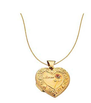 and Silver Engraved Mum Heart Locket
