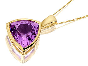 9ct gold and Trillion Amethyst Pendant and Chain