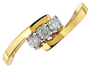 9ct gold and Trilogy Diamond Crossover Ring 045911-K