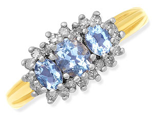 9ct gold Aquamarine and Diamond Cluster Ring 048402-R