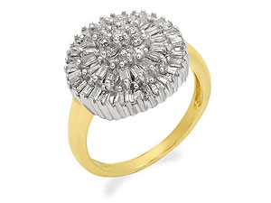 9ct gold Baguette and Round Diamond Cluster Ring 046035-L