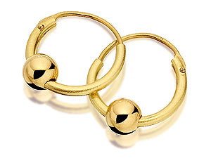 9ct Gold Ball Hoop Earrings 11mm - 072137
