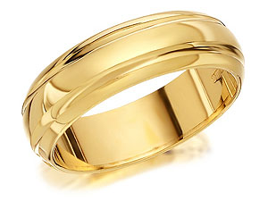 9ct Gold Banded D Shape Brides Wedding Ring 5mm