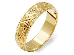 9ct gold Beaded Brides Wedding Ring 184397-K