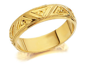 9ct Gold Beaded Brides Wedding Ring 5mm - 184397