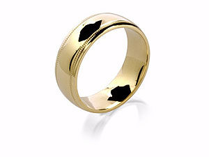 9ct gold Beaded Edge Grooms Wedding Ring 184226-S