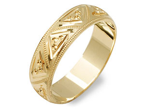9ct gold Beaded Grooms Wedding Ring 184347-U