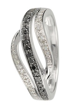 Black and White Diamond Wave Ring