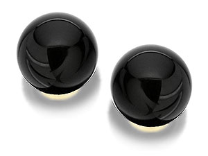 9ct Gold Black Onyx Ball Earrings 6mm - 070846