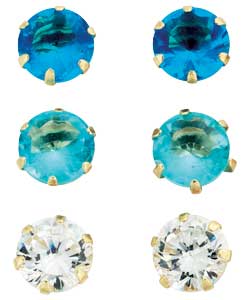 9ct Gold Blue Reflections Cubic Zirconia and