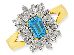 9ct gold Blue Topaz and Diamond Cluster Ring 048414-N