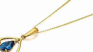 9ct Gold Blue Topaz and Diamond Pendant and