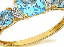 9ct Gold Blue Topaz And Diamond Ring - 181401