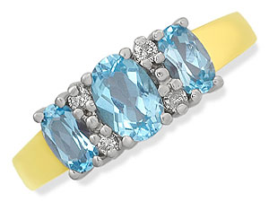 9ct gold Blue Topaz and Diamond Ring 048436