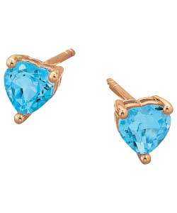 9ct gold Blue Topaz November Birthstone Stud Earrings