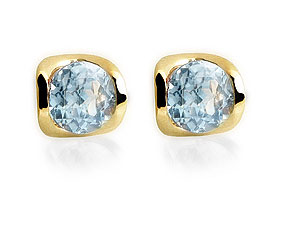 9ct gold Blue Topaz Solitaire Earrings 070380