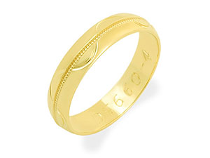 9ct gold Brides Bead and Wave Wedding Band
