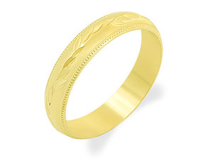9ct gold Brides Leaf-Pattern Wedding Ring 184271-K