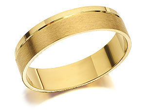 9ct Gold Brushed Finish Grooms Wedding Ring 5mm