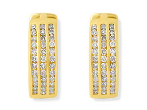 9ct Gold Channel Set Diamond Huggie Earrings