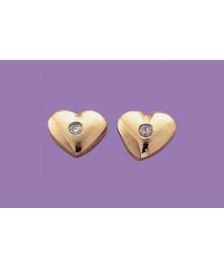 9ct Gold Childrens Diamond Set Heart Earrings