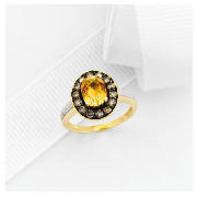 9ct Gold Citrine and 58pt Brown and White