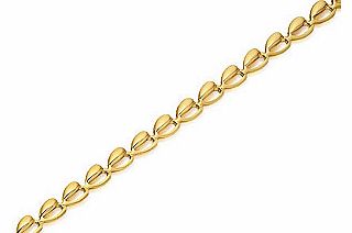 9ct Gold Coffee Bean Style Link Bracelet 7.5``