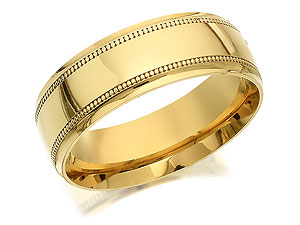 9ct Gold Court Beaded Edge Grooms Wedding Ring